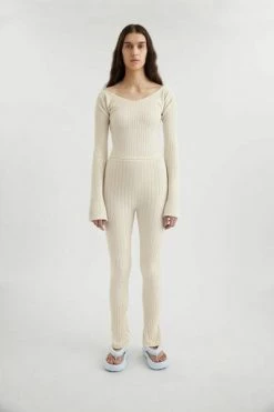 Axel Arigato Sweaters Tune Rib Crop Top Beige