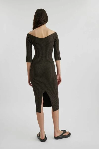 Axel Arigato Casual Jurken Solar Rib Dress Brown