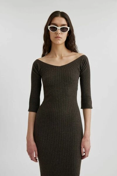 Axel Arigato Casual Jurken Solar Rib Dress Brown - Afbeelding 2