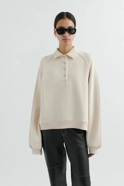 Axel Arigato Hoodies & Sweatvesten Sunday Polo Sweatshirt Beige - Afbeelding 4