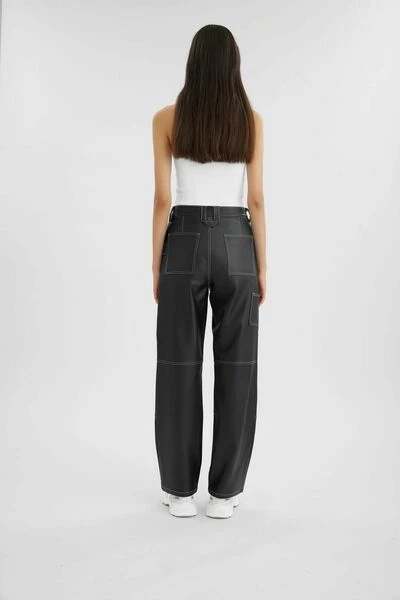Axel Arigato Leren Broeken Imprint Trousers Black - Afbeelding 4