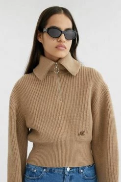 Axel Arigato Coltruien Desert Half Zip Sweater Beige